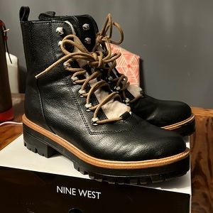 Nine West Ivani Faux Fur Combat Boot Black